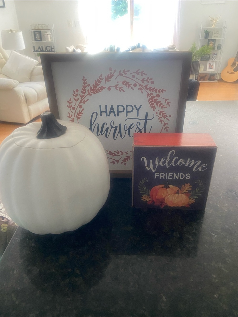 Harvest Welcome Set - White Pumpkin & Autumn Sign